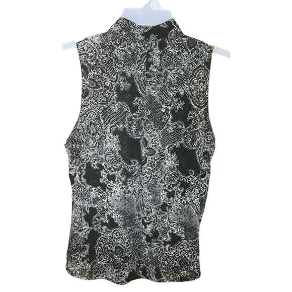 BKE Boutique Black and White Sheer Blouse with Silver Studs Size Medium - Picture 4 of 5